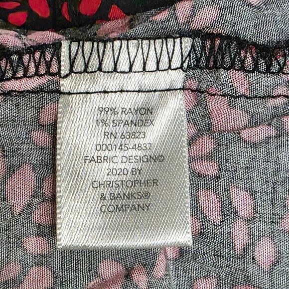 CJ Banks Black Red Floral Button Front Blouse 2X - Picture 6 of 7